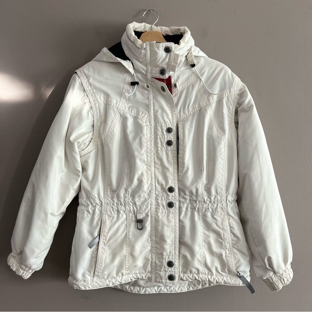 Kaelin Women’s Thermolite White Coat Ski Jacket Covertible Vest Hoodie Sz S**